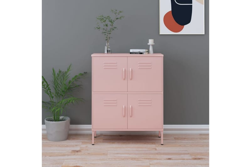 Förvaringsskåp rosa 80x35x101,5 cm stål - Rosa - Förvaring - Skåp - Förvaringsskåp