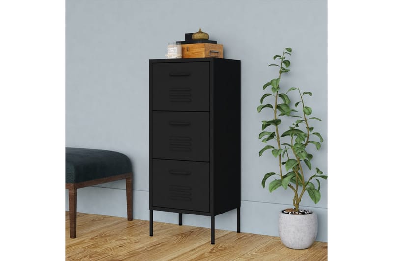 Förvaringsskåp svart 80x35x101,5 cm stål - Svart - Förvaring - Skåp - Förvaringsskåp