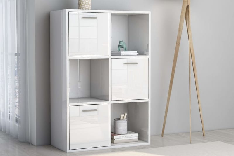 Förvaringsskåp vit högglans 60x29,5x90 cm spånskiva - Vit - Förvaring - Skåp - Förvaringsskåp