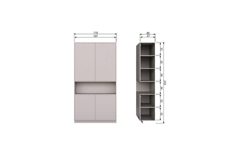 Förvaringsskåp Finca - Dimmig, 110 cm - Förvaring - Skåp - Förvaringsskåp