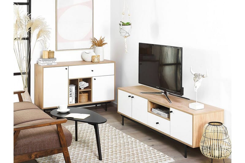 Germenata Skåp 118x40 cm - Ljust Trä/Vit - Förvaring - Skåp - Förvaringsskåp