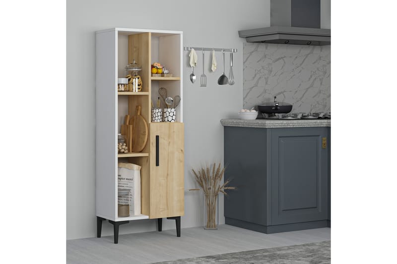 Glascote Highboard 50x30 cm - Blå/Natur/Vit - Förvaring - Skåp - Förvaringsskåp