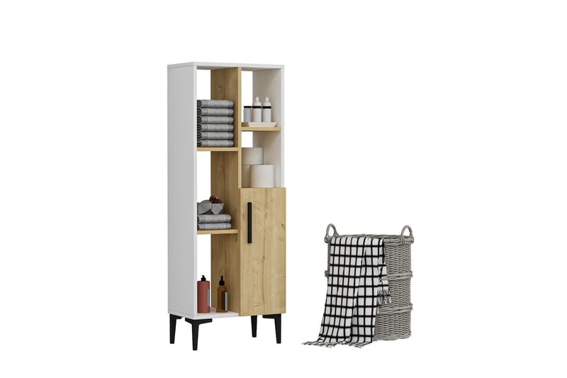 Glascote Highboard 50x30 cm - Blå/Natur/Vit - Förvaring - Skåp - Förvaringsskåp