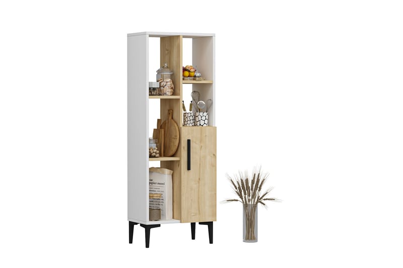 Glascote Highboard 50x30 cm - Blå/Natur/Vit - Förvaring - Skåp - Förvaringsskåp