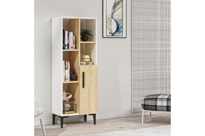 Glascote Highboard 50x30 cm - Blå/Natur/Vit - Förvaring - Skåp - Förvaringsskåp