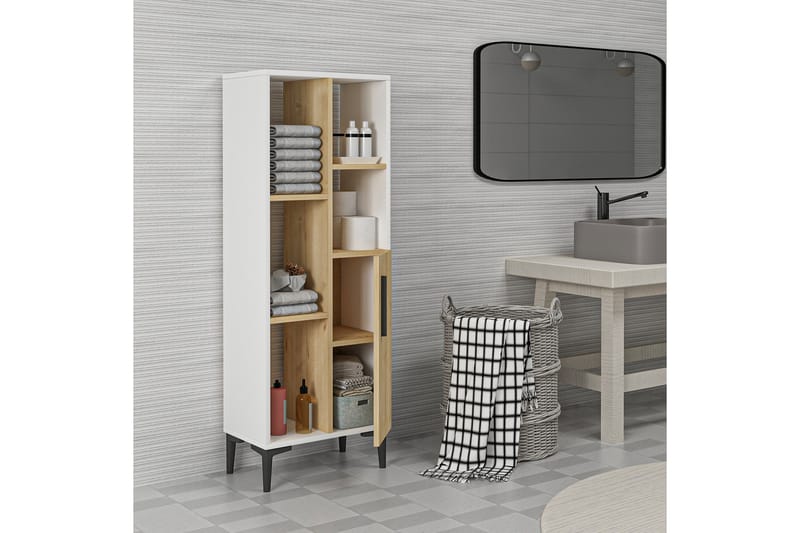 Glascote Highboard 50x30 cm - Blå/Natur/Vit - Förvaring - Skåp - Förvaringsskåp