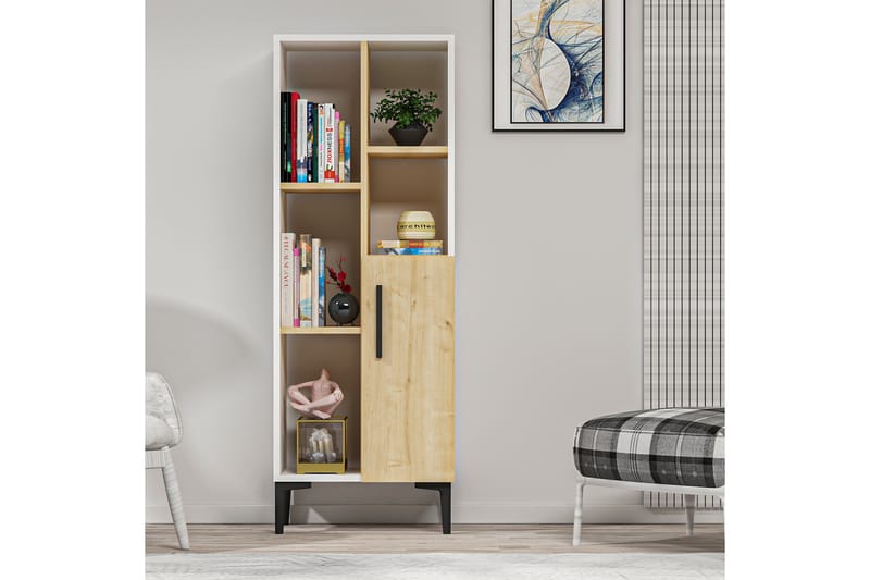 Glascote Highboard 50x30 cm - Blå/Natur/Vit - Förvaring - Skåp - Förvaringsskåp