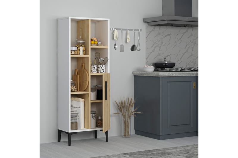 Glascote Highboard 50x30 cm - Blå/Natur/Vit - Förvaring - Skåp - Förvaringsskåp