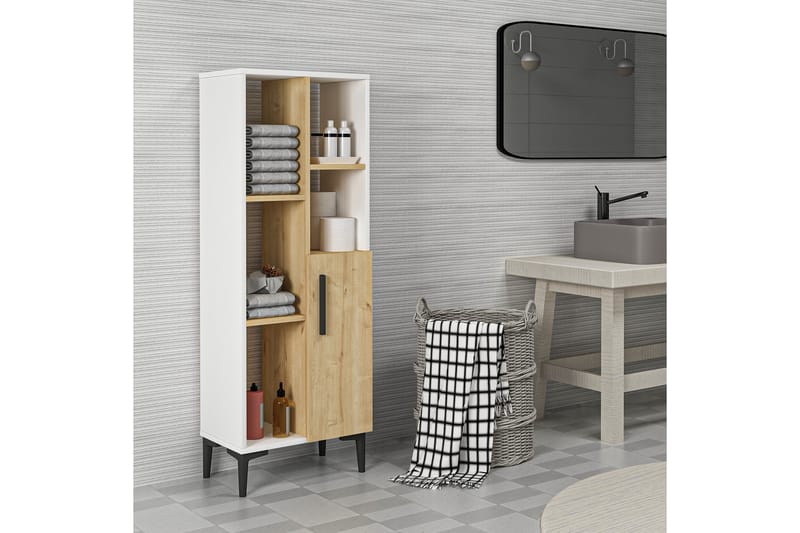 Glascote Highboard 50x30 cm - Blå/Natur/Vit - Förvaring - Skåp - Förvaringsskåp