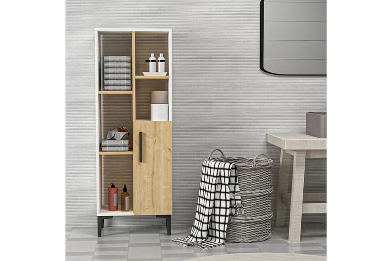 Glascote Highboard 50x30 cm - Blå/Natur/Vit - Förvaring - Skåp - Förvaringsskåp