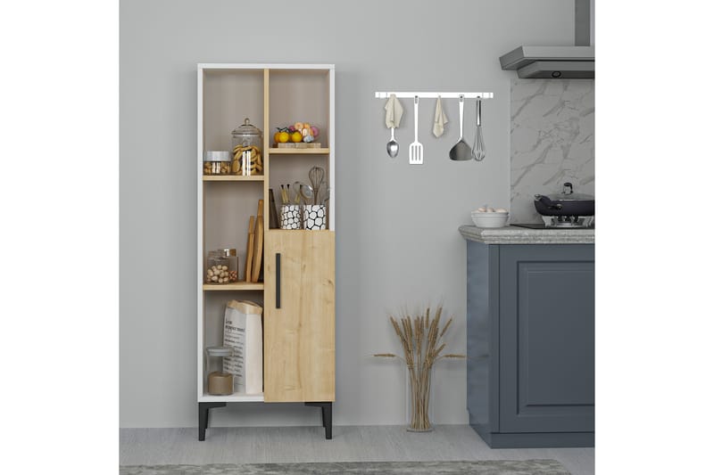 Glascote Highboard 50x30 cm - Blå/Natur/Vit - Förvaring - Skåp - Förvaringsskåp
