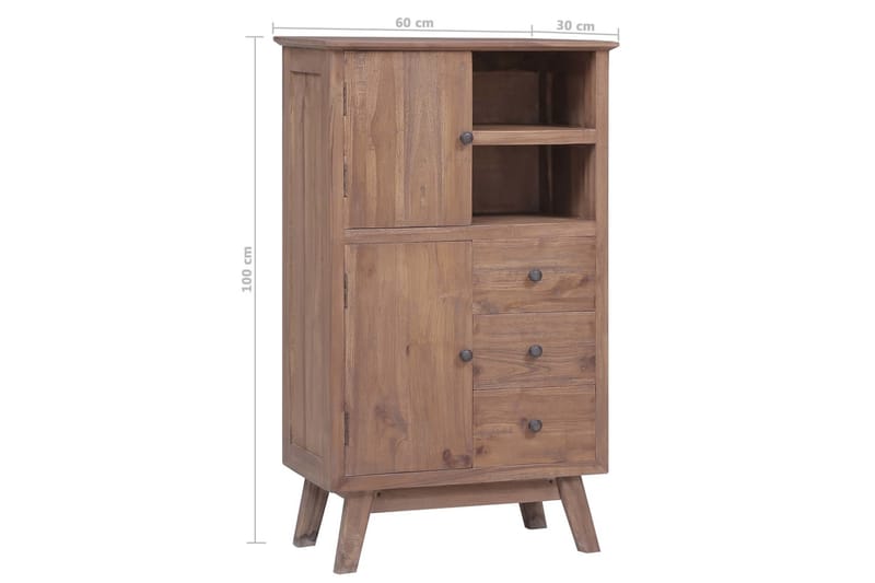 Högskåp 60x30x100 cm massiv teak - Brun - Förvaring - Skåp - Förvaringsskåp