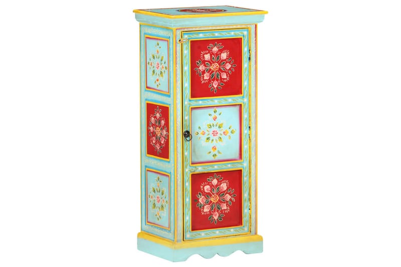 Handmålat högskåp 40x30x90 cm massivt mangoträ - Flerfärgad - Förvaring - Skåp - Förvaringsskåp