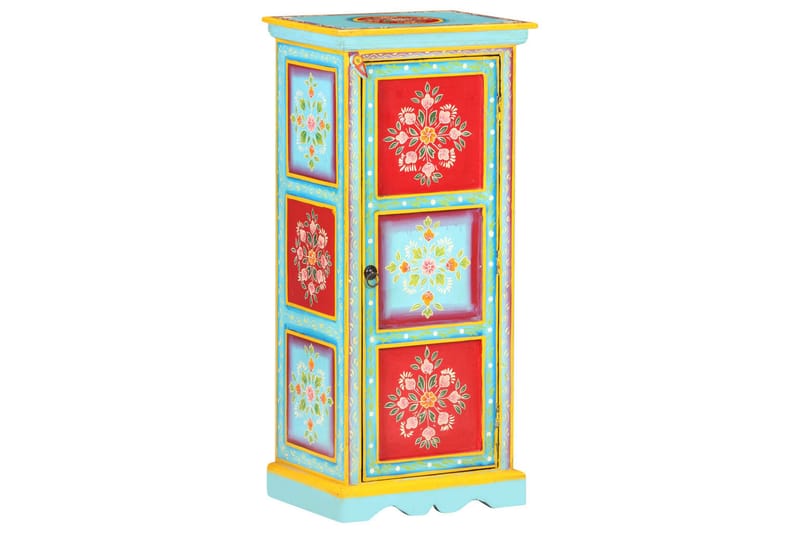 Handmålat högskåp 40x30x90 cm massivt mangoträ - Flerfärgad - Förvaring - Skåp - Förvaringsskåp