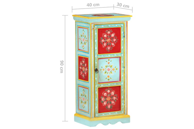 Handmålat högskåp 40x30x90 cm massivt mangoträ - Flerfärgad - Förvaring - Skåp - Förvaringsskåp
