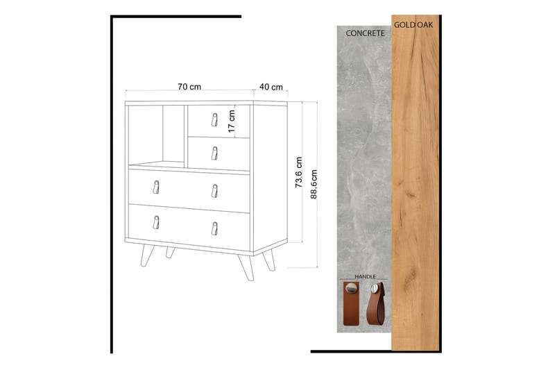 Highboard 40x70 cm - Guld/Natur - Förvaring - Skåp - Förvaringsskåp