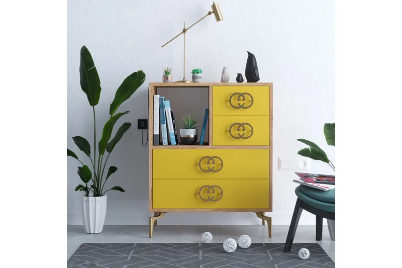 Highboard 40x70 cm - Guld/Natur - Förvaring - Skåp - Förvaringsskåp