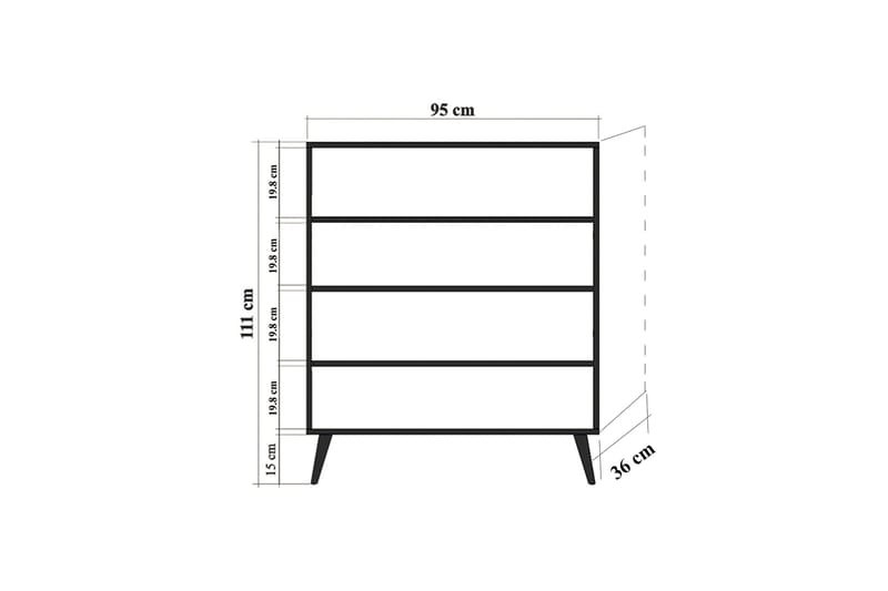 Highboard 95x111 cm - Vit/Svart/Gul - Förvaring - Skåp - Förvaringsskåp