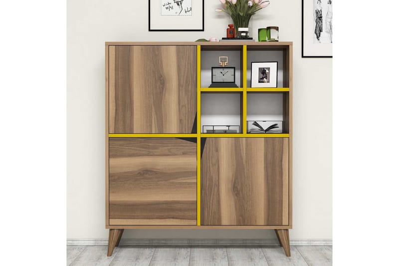 Hovdane Förvaringsskåp 100 cm, Brun/Gul