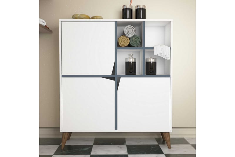 Hovdane Förvaringsskåp 100 cm - Vit/Blå - Förvaring - Skåp - Förvaringsskåp