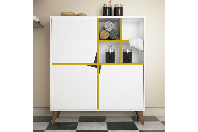 Hovdane Förvaringsskåp 100 cm - Vit/Gul - Förvaring - Skåp - Förvaringsskåp