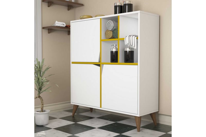 Hovdane Förvaringsskåp 100 cm, Vit/Gul