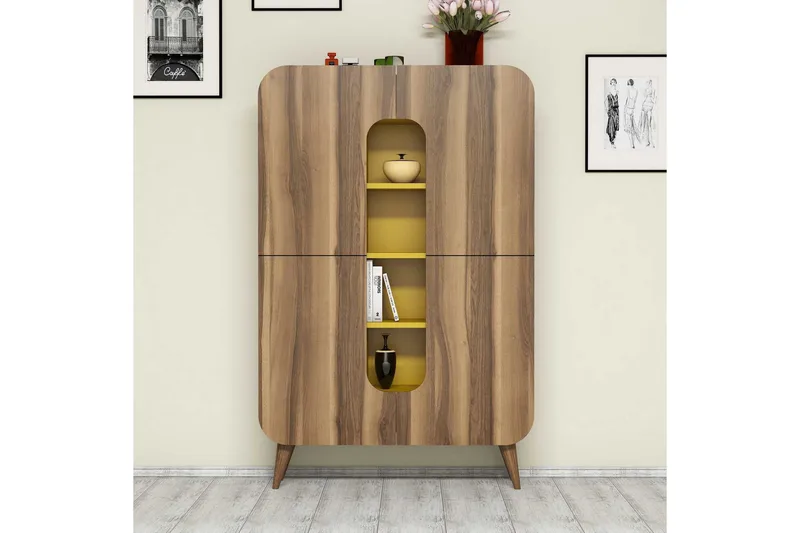 Hovdane Förvaringsskåp 108 cm, Brun/Gul