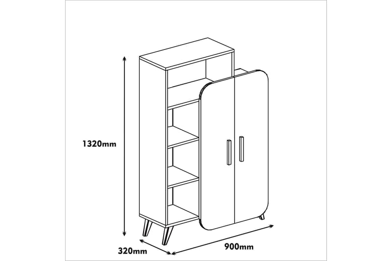 Hovdane Förvaringsskåp 90 cm - Brun/Gul - Förvaringsskåp