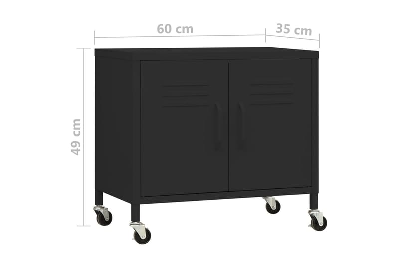 Hurts med hjul svart 60x35x49 cm stål - Svart - Förvaring - Förvaringsmöbler - Byrå - Hurtsar