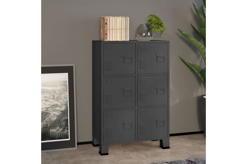 Industriellt arkivskåp antracit 75x40x115 cm metall - Antracit - Förvaring - Skåp - Förvaringsskåp