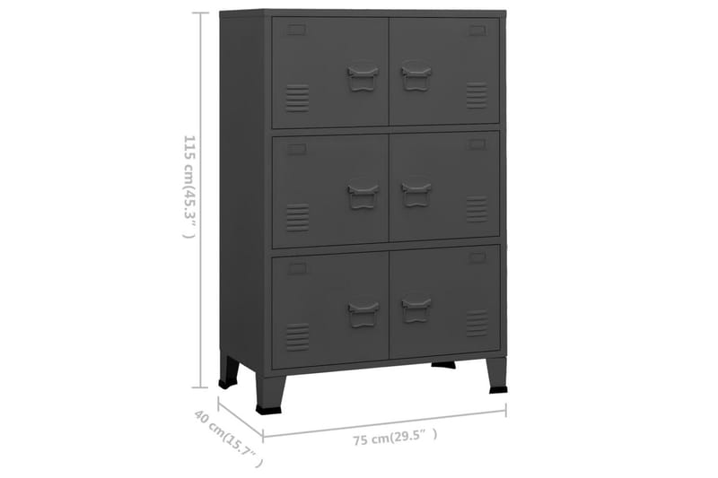 Industriellt arkivskåp antracit 75x40x115 cm metall - Antracit - Förvaring - Skåp - Förvaringsskåp