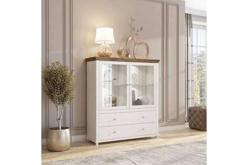 Ivreri Highboard 42x126 cm - Vit/Natur - Förvaring - Skåp - Förvaringsskåp