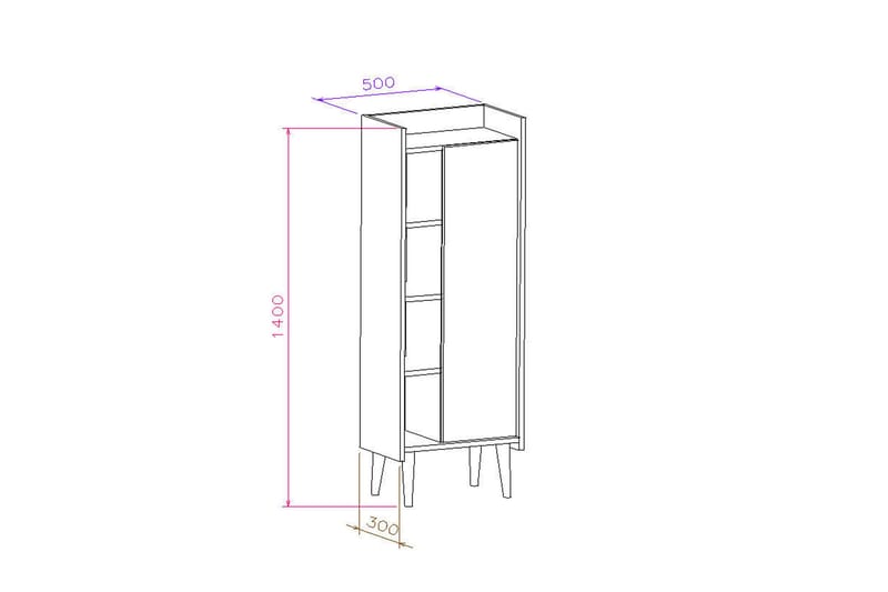 Keachi Highboard 50x30 cm - Mörkbrun/Antracit - Förvaring - Skåp - Förvaringsskåp
