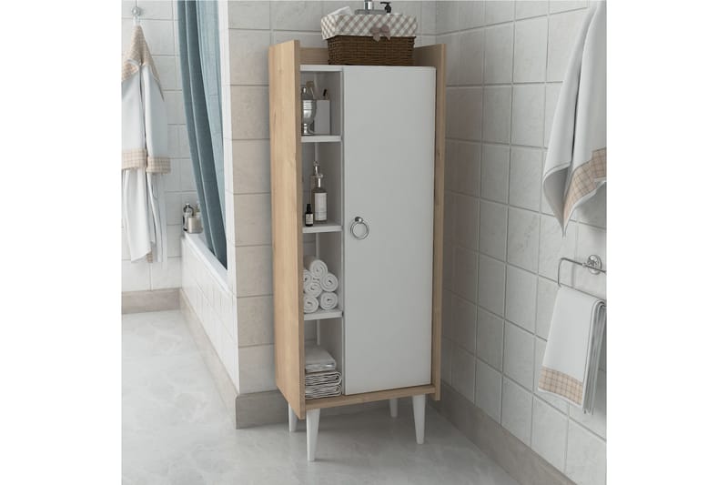 Keachi Highboard 50x30 cm - Natur/Vit - Förvaringsskåp