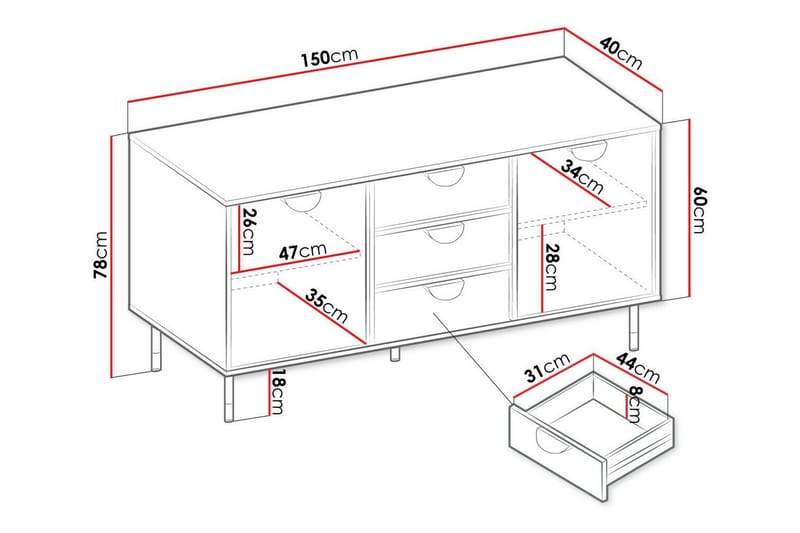 Kintore Highboard - Svart - Förvaring - Skåp - Förvaringsskåp