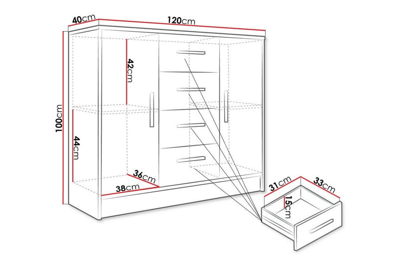Kintore Highboard - Vit - Förvaring - Skåp - Förvaringsskåp