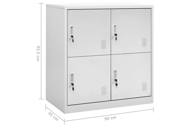 Förvaringsskåp 2 st ljusgrå 90x45x92,5 cm stål - Grå - Förvaring - Skåp - Förvaringsskåp - Omklädningsskåp