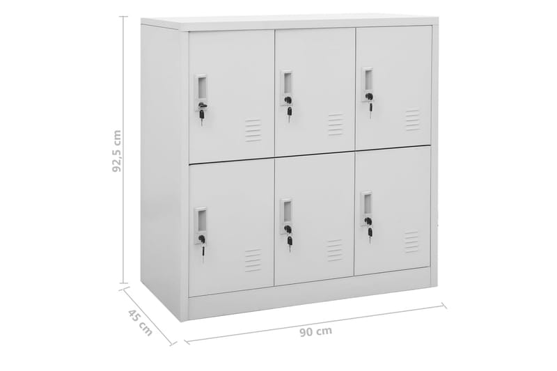 Förvaringsskåp 2 st ljusgrå 90x45x92,5 cm stål - Grå - Förvaring - Skåp - Förvaringsskåp - Omklädningsskåp