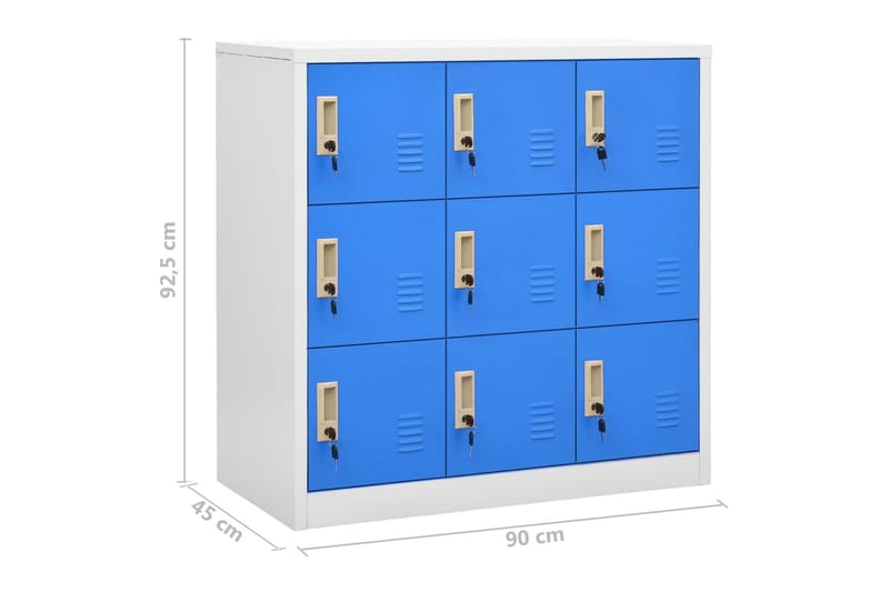 Förvaringsskåp 2 st ljusgrå och blå 90x45x92,5 cm stål - Grå - Omklädningsskåp