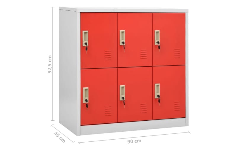Förvaringsskåp 2 st ljusgrå och röd 90x45x92,5 cm stål - Grå - Förvaring - Skåp - Förvaringsskåp - Omklädningsskåp