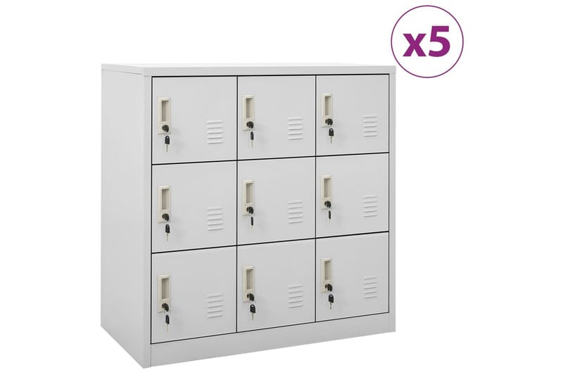 Förvaringsskåp 5 st ljusgrå 90x45x92,5 cm stål - Grå - Förvaring - Skåp - Förvaringsskåp - Omklädningsskåp