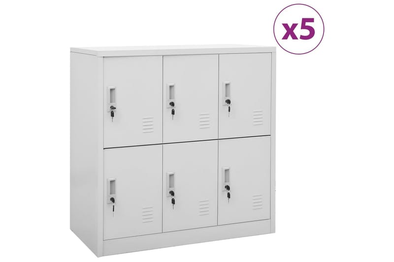 Förvaringsskåp 5 st ljusgrå 90x45x92,5 cm stål - Grå - Förvaring - Skåp - Förvaringsskåp - Omklädningsskåp