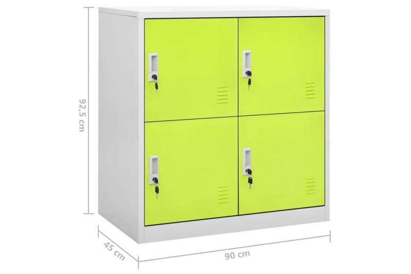 Förvaringsskåp 5 st ljusgrå och grön 90x45x92,5 cm stål - Grå - Omklädningsskåp