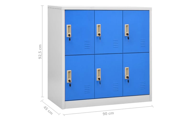Förvaringsskåp ljusgrå och blå 90x45x92,5 cm stål - Grå - Omklädningsskåp