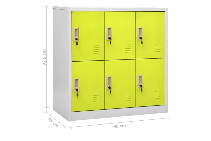 Förvaringsskåp ljusgrå och grön 90x45x92,5 cm stål - Grå - Förvaring - Skåp - Förvaringsskåp - Omklädningsskåp