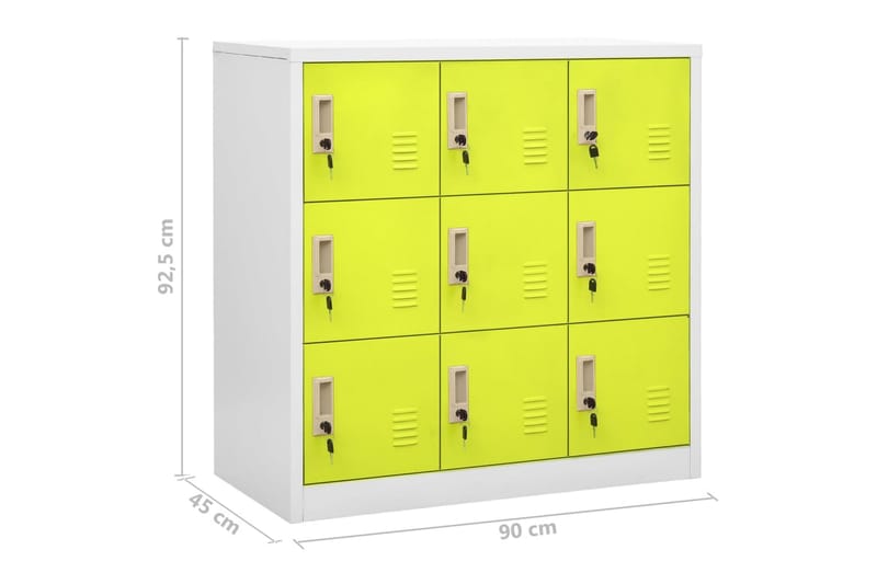 Förvaringsskåp ljusgrå och grön 90x45x92,5 cm stål - Grå - Förvaring - Skåp - Förvaringsskåp - Omklädningsskåp
