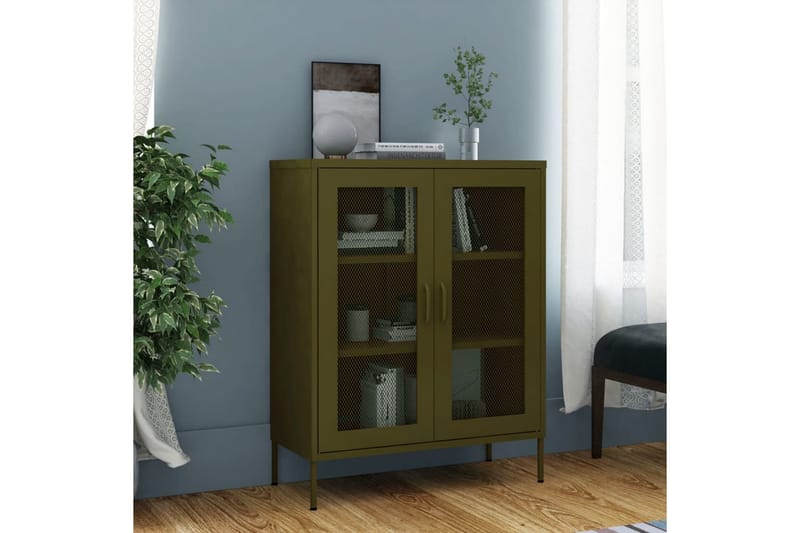 Förvaringsskåp olivgrön 80x35x101,5 cm stål - Grön - Förvaring - Skåp - Förvaringsskåp - Omklädningsskåp