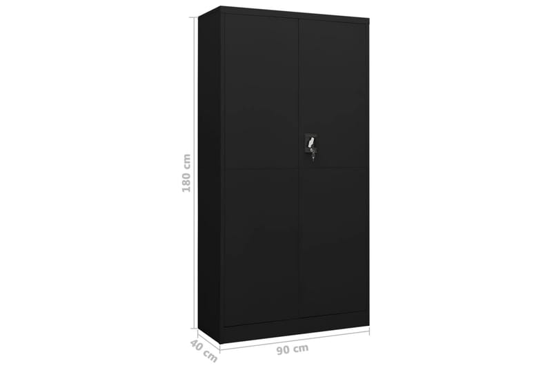 Förvaringsskåp svart 90x40x180 cm stål - Svart - Förvaring - Skåp - Förvaringsskåp - Omklädningsskåp