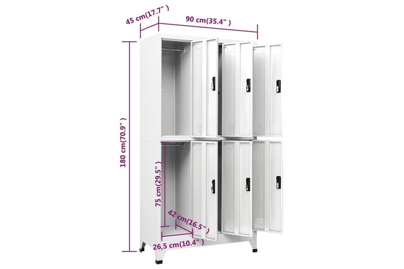 Förvaringsskåp vit 90x45x180 cm stål - Vit - Förvaring - Skåp - Förvaringsskåp - Omklädningsskåp
