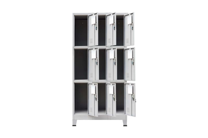 Klädskåp för omklädningsrum med 9 fack stål 90x45x180 cm grå - Grå - Omklädningsskåp